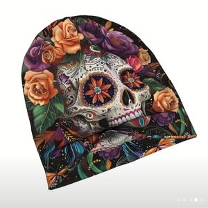 Funky Day of the Dead Beanie Cap Hat, Polyester Elastane Knit Unisex